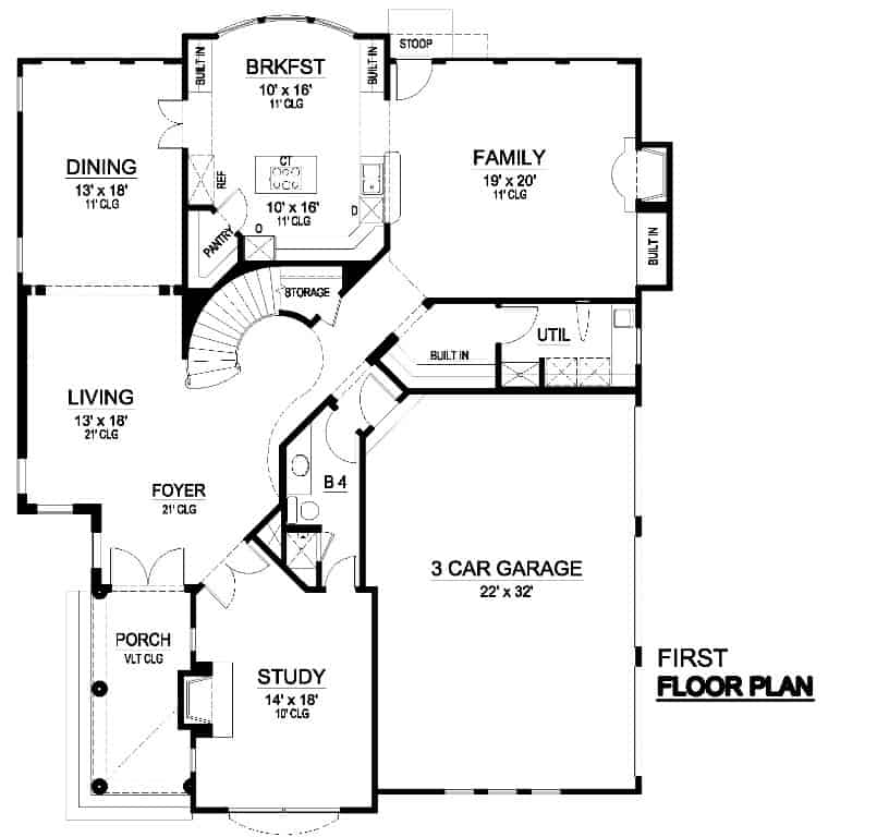 Main Level of Spanish Plan #195-1286