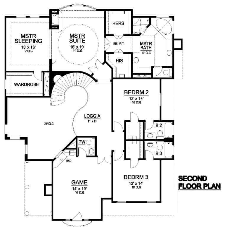 Upper Level of Spanish Plan #195-1286