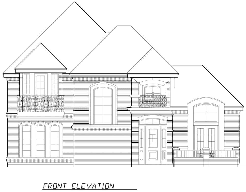 Home Plan Front Elevation of this 3-Bedroom,3288 Sq Ft Plan -195-1287
