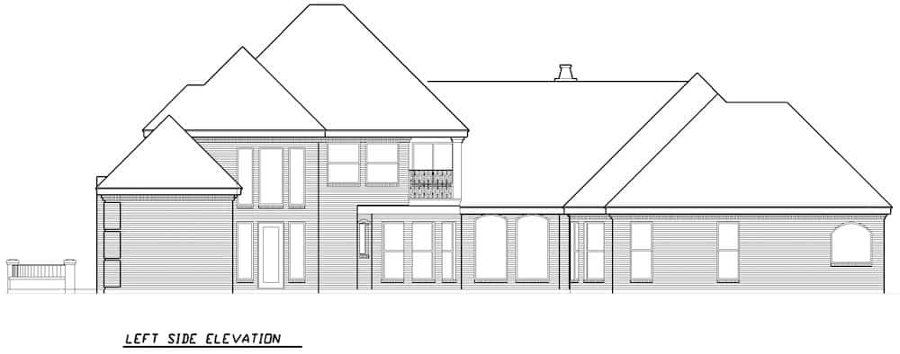 Home Plan Left Elevation of this 3-Bedroom,3288 Sq Ft Plan -195-1287