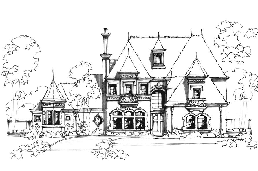 Front View of this 4-Bedroom, 6349 Sq Ft Plan - 195-1300