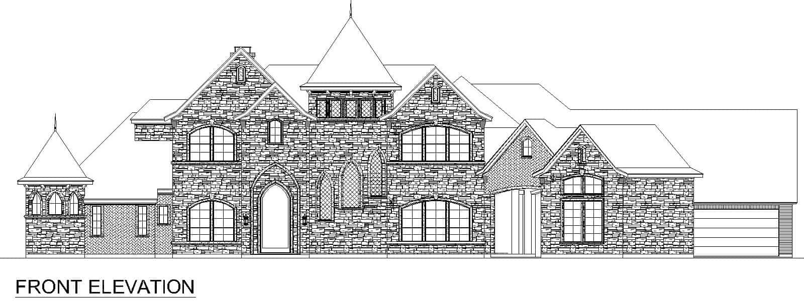 Home Plan Front Elevation of this 4-Bedroom,5991 Sq Ft Plan -195-1302