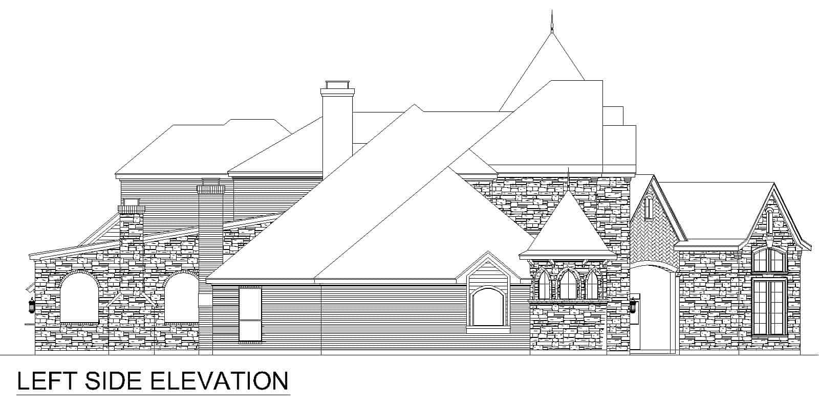 Home Plan Left Elevation of this 4-Bedroom,5991 Sq Ft Plan -195-1302