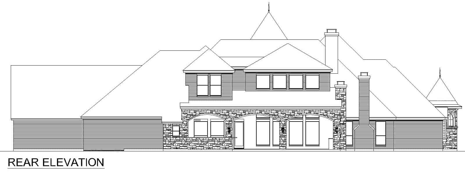 Home Plan Rear Elevation of this 4-Bedroom,5991 Sq Ft Plan -195-1302