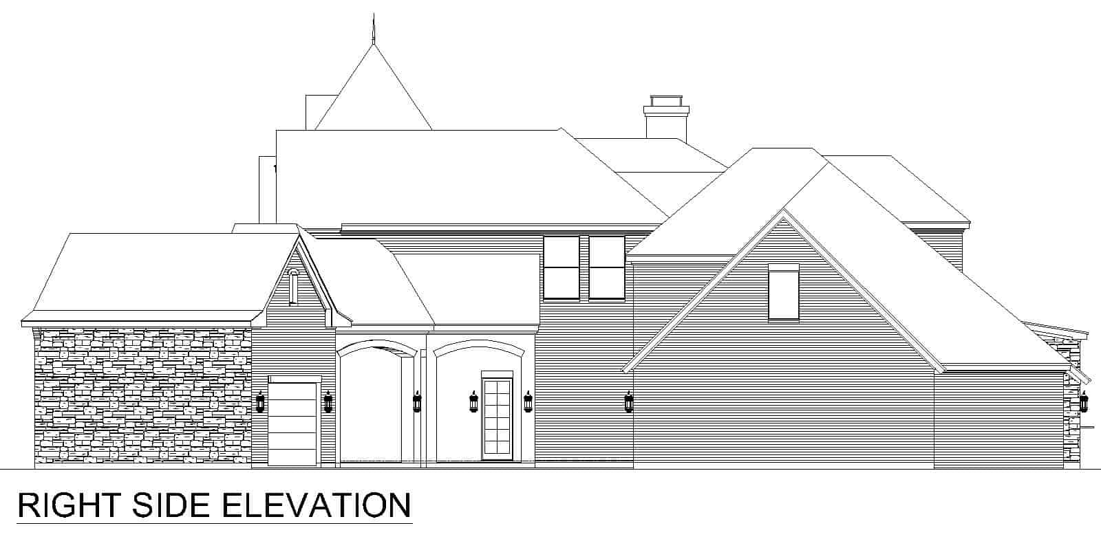 Home Plan Right Elevation of this 4-Bedroom,5991 Sq Ft Plan -195-1302