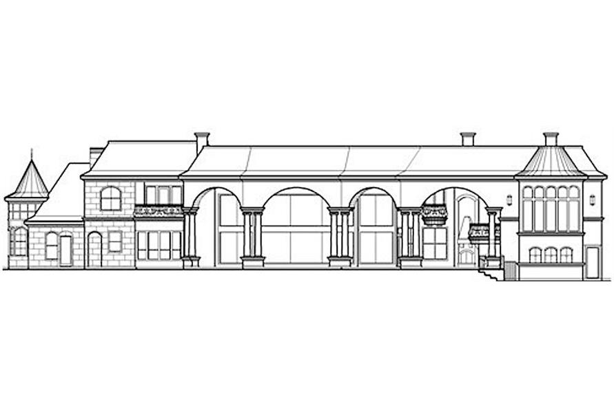 Home Plan Rear Elevation of this 5-Bedroom,12720 Sq Ft Plan -195-1307