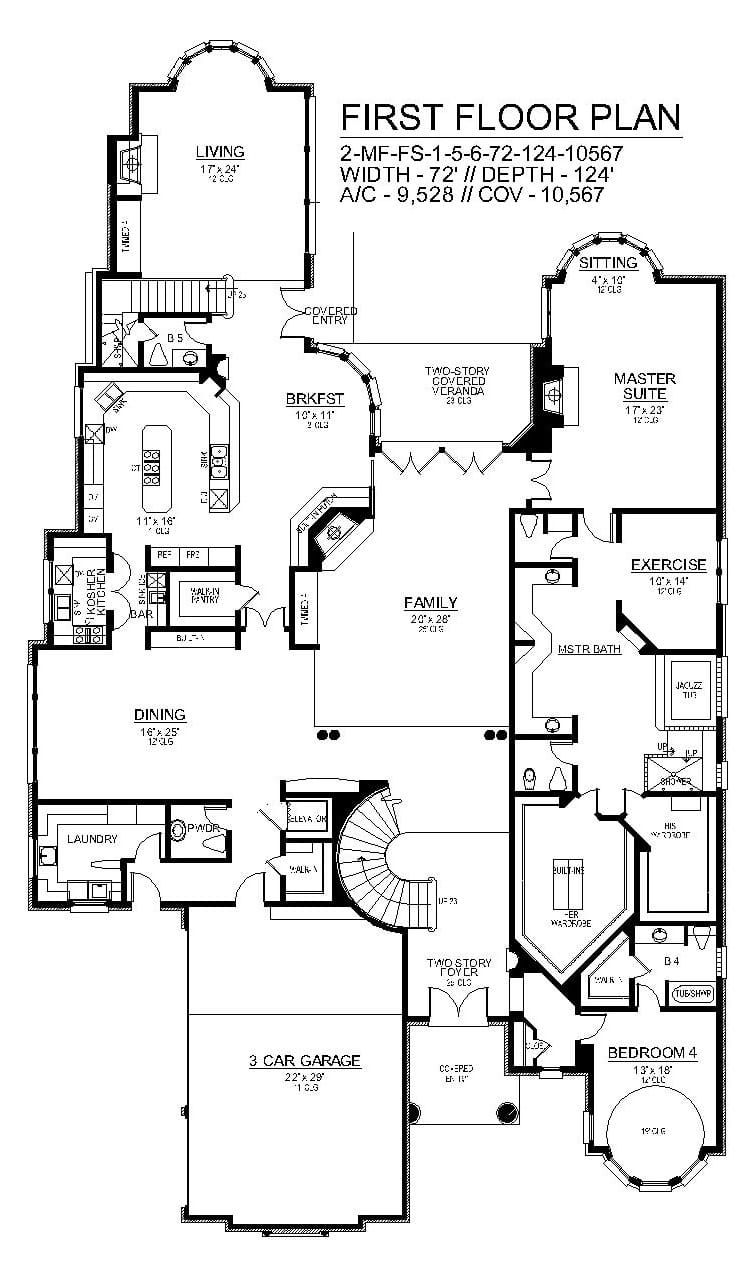 Main Level of Tudor Plan #195-1311