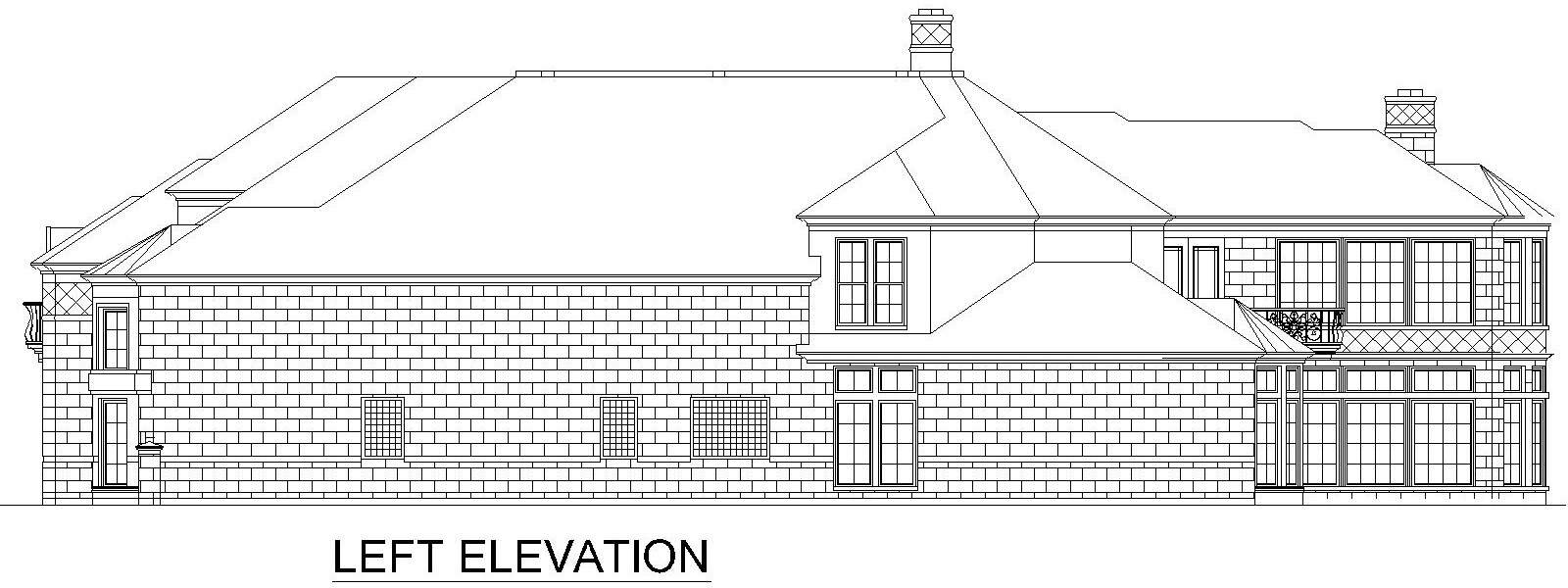 Home Plan Left Elevation of this 5-Bedroom,9528 Sq Ft Plan -195-1311