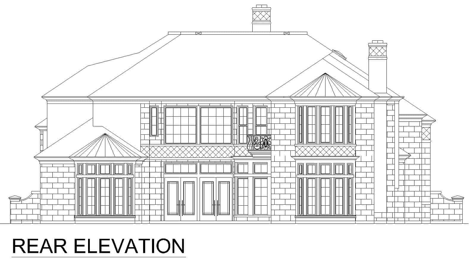 Home Plan Rear Elevation of this 5-Bedroom,9528 Sq Ft Plan -195-1311
