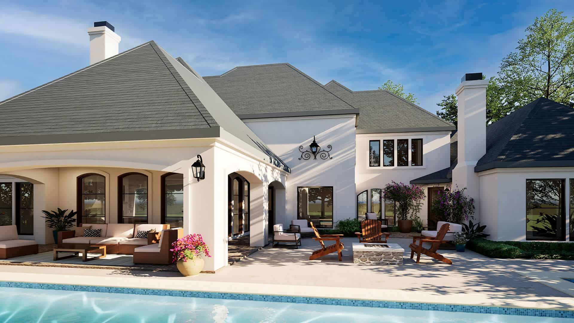 Rear View of this 4-Bedroom,4416 Sq Ft Plan -195-1313