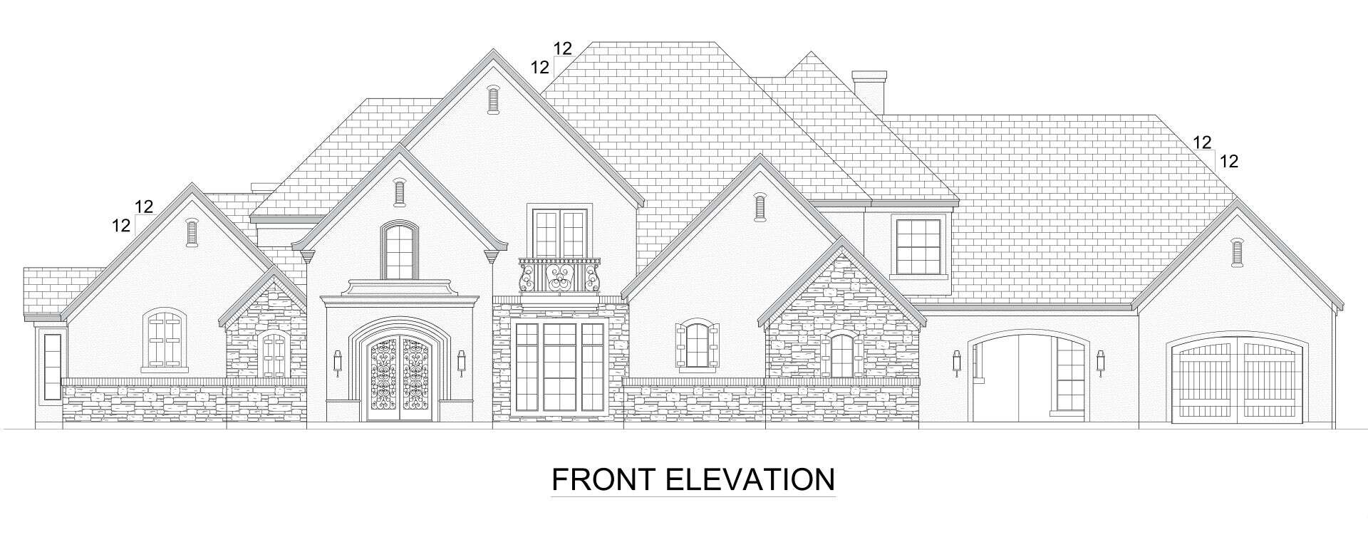 Home Plan Front Elevation of this 4-Bedroom,4416 Sq Ft Plan -195-1313