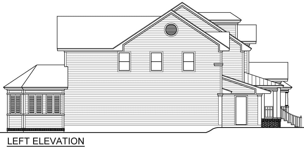 Home Plan Left Elevation of this 4-Bedroom,4402 Sq Ft Plan -195-1330