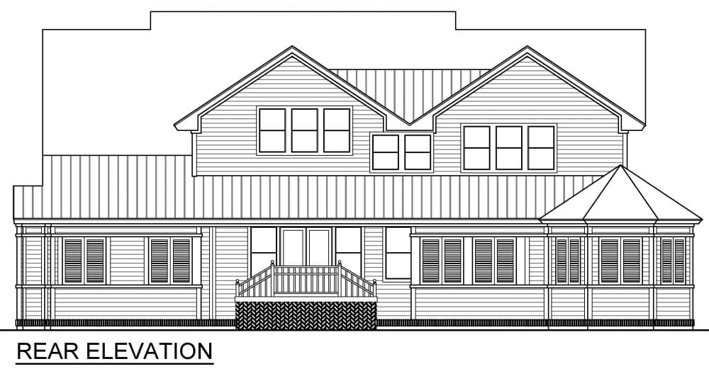 Home Plan Rear Elevation of this 4-Bedroom,4402 Sq Ft Plan -195-1330