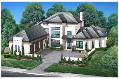 4-Bedroom, 4768 Sq Ft Contemporary Home Plan - 195-1340 - Main Exterior