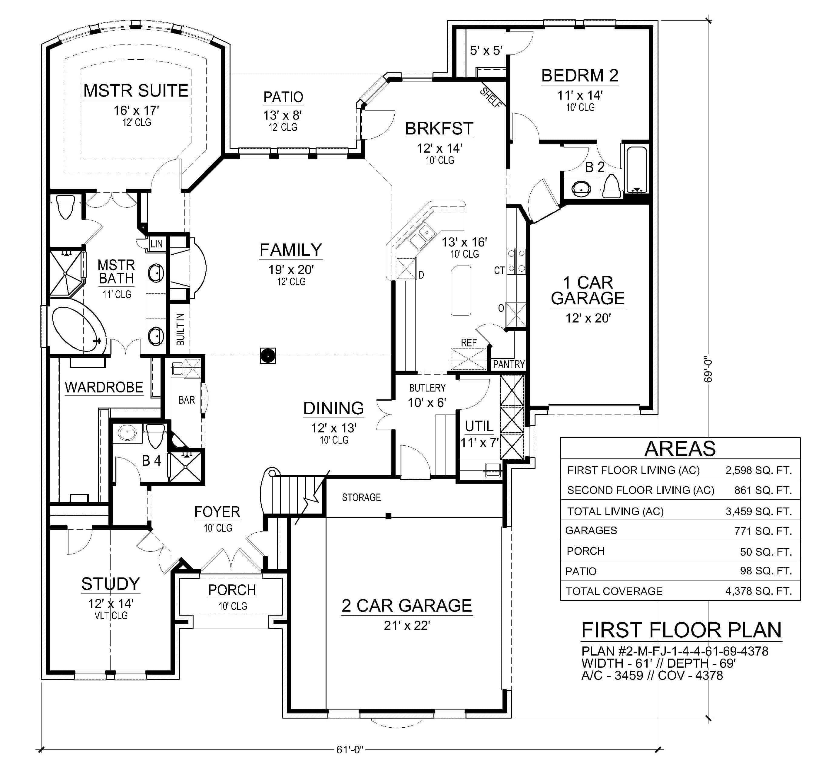 Main Level of California Style Plan #195-1342