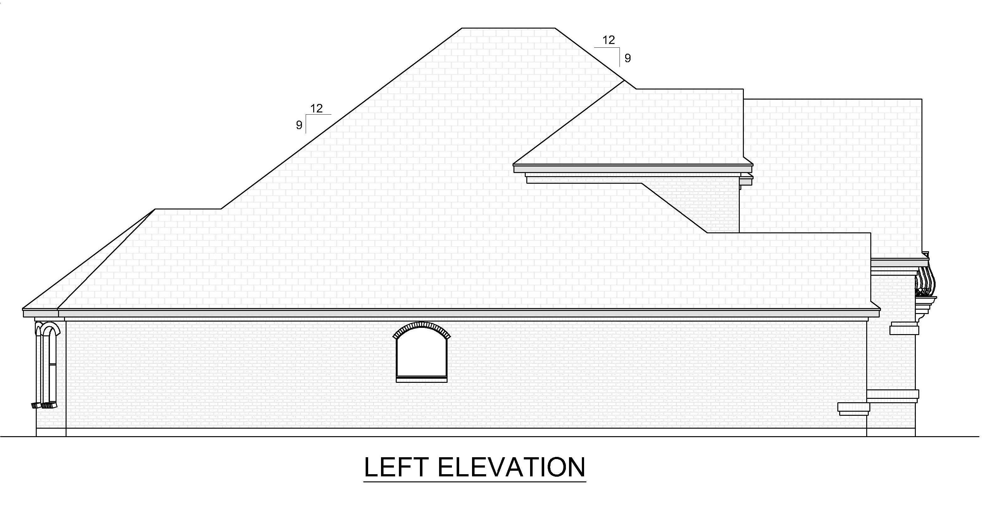 Home Plan Left Elevation of this 4-Bedroom,3459 Sq Ft Plan -195-1342