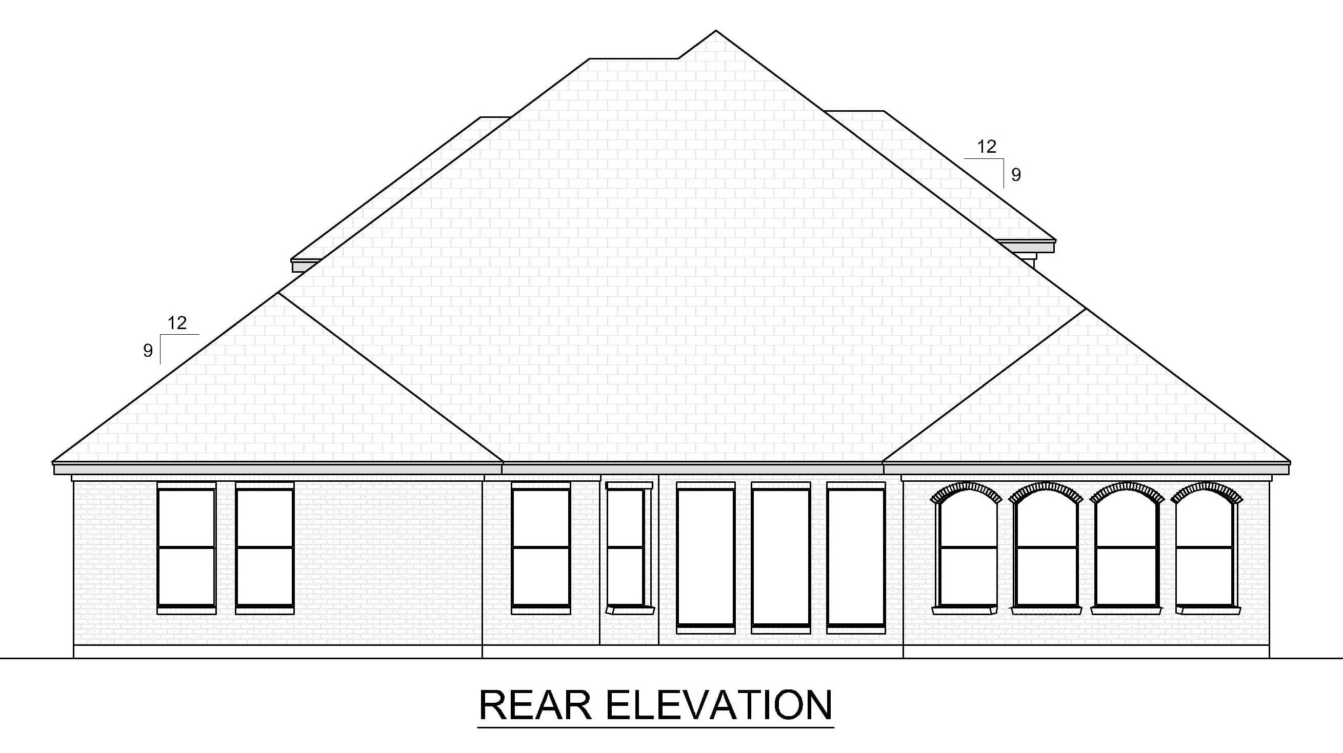 Home Plan Rear Elevation of this 4-Bedroom,3459 Sq Ft Plan -195-1342