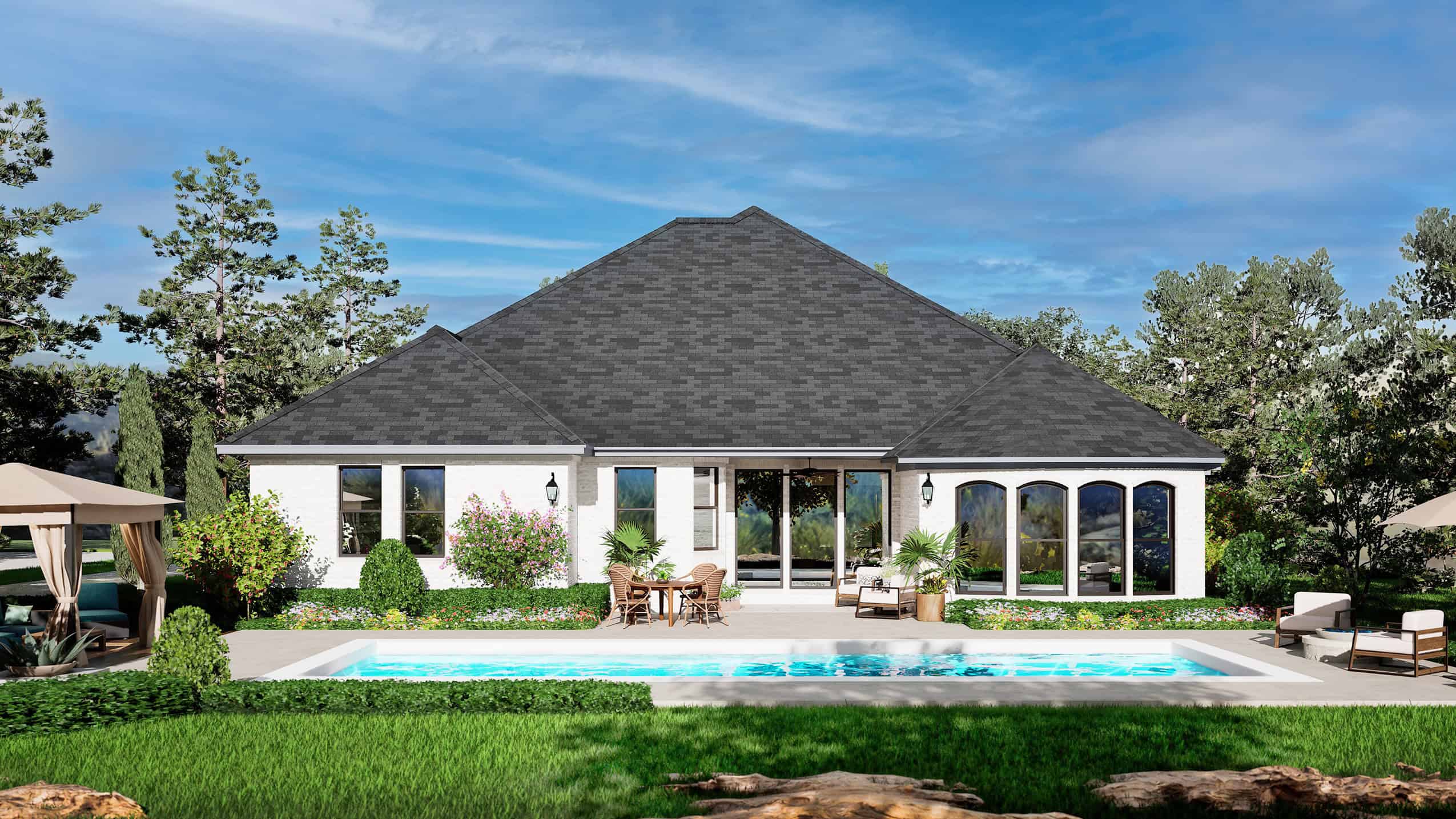 Rear View of this 4-Bedroom,3459 Sq Ft Plan -195-1342