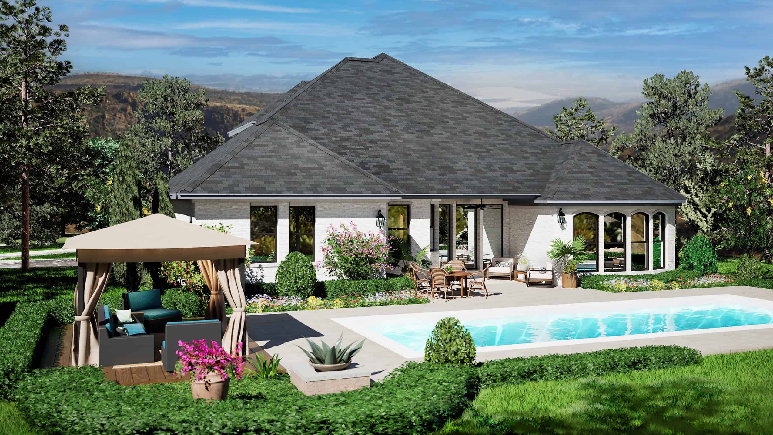 Rear View of this 4-Bedroom,3459 Sq Ft Plan -195-1342