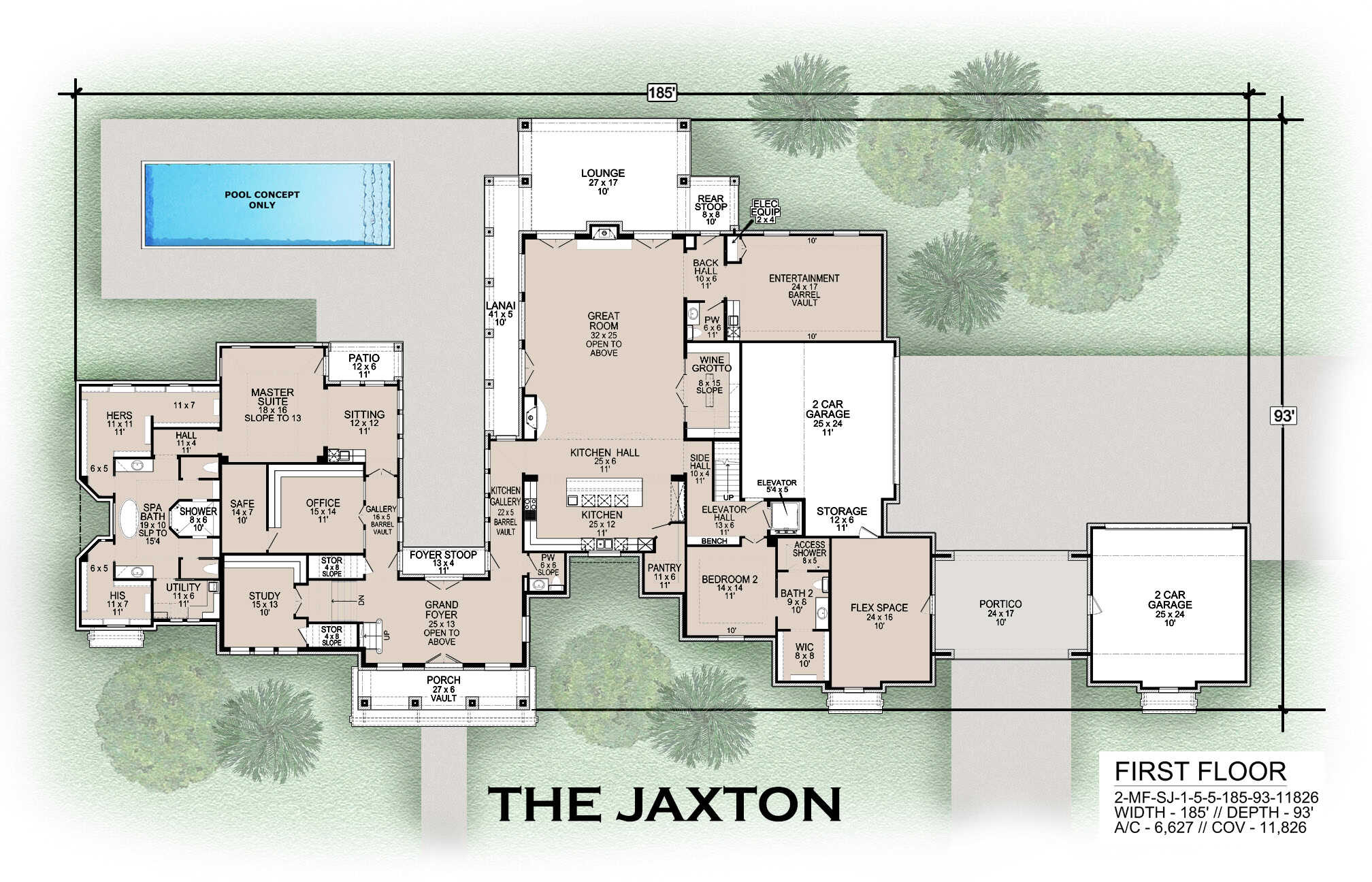 Main Level of Luxury Plan #195-1343