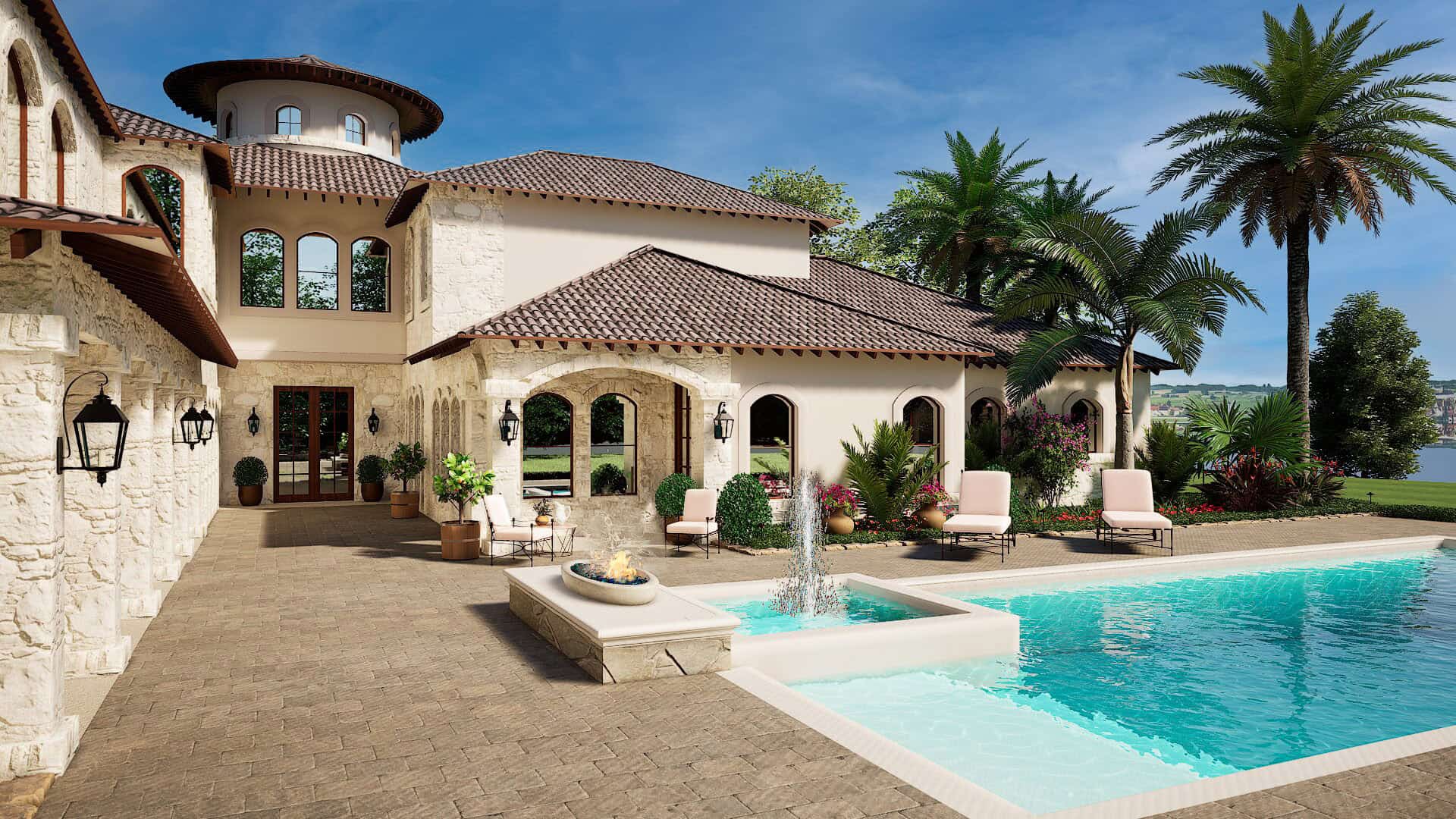 Pool of this 5-Bedroom,6627 Sq Ft Plan -195-1343