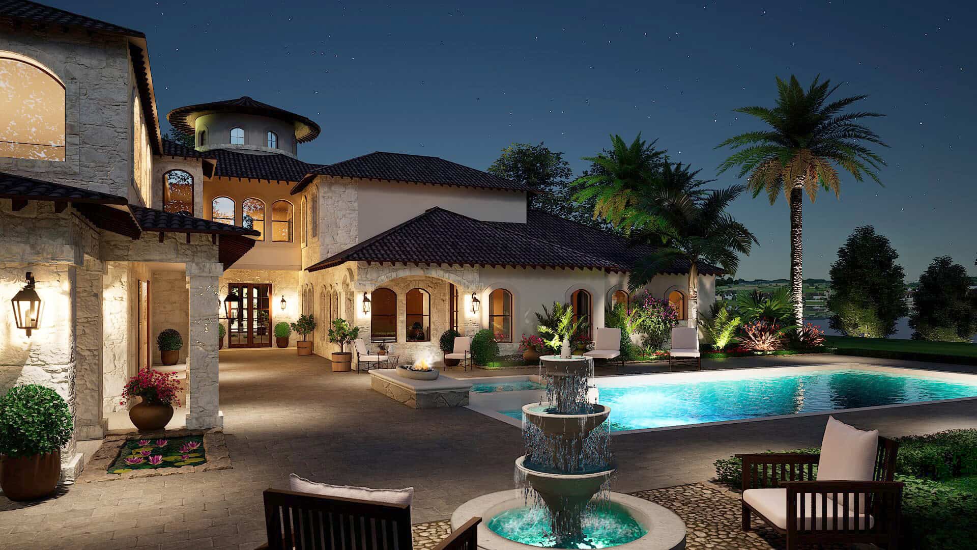 Home at Night of this 5-Bedroom,6627 Sq Ft Plan -195-1343