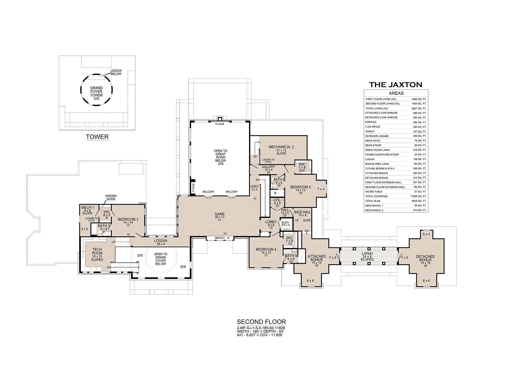 Upper Level of Luxury Plan #195-1343