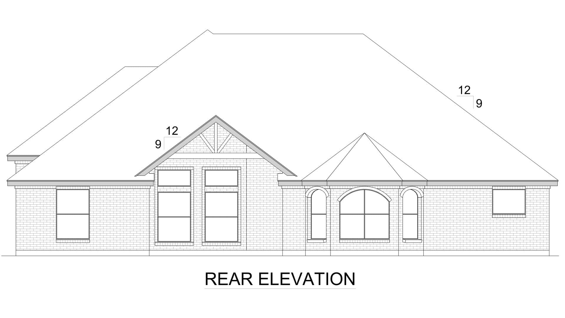 Home Plan Rear Elevation of this 3-Bedroom,2706 Sq Ft Plan -195-1344
