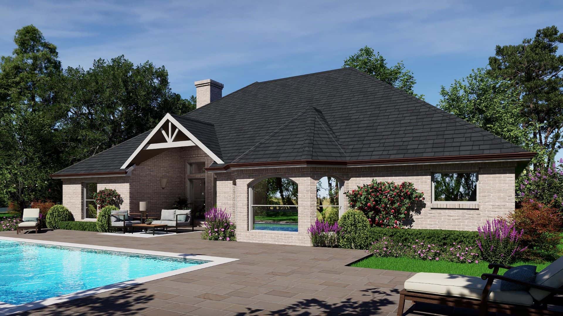Rear View of this 3-Bedroom,2706 Sq Ft Plan -195-1344