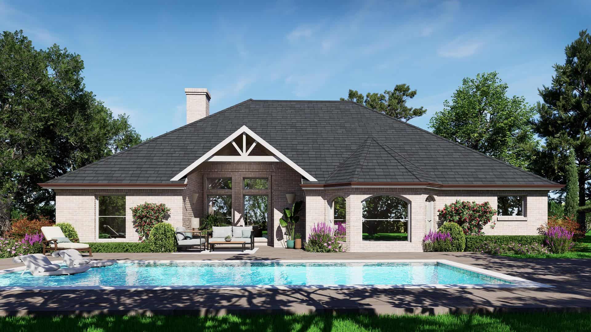 Rear View of this 3-Bedroom,2706 Sq Ft Plan -195-1344