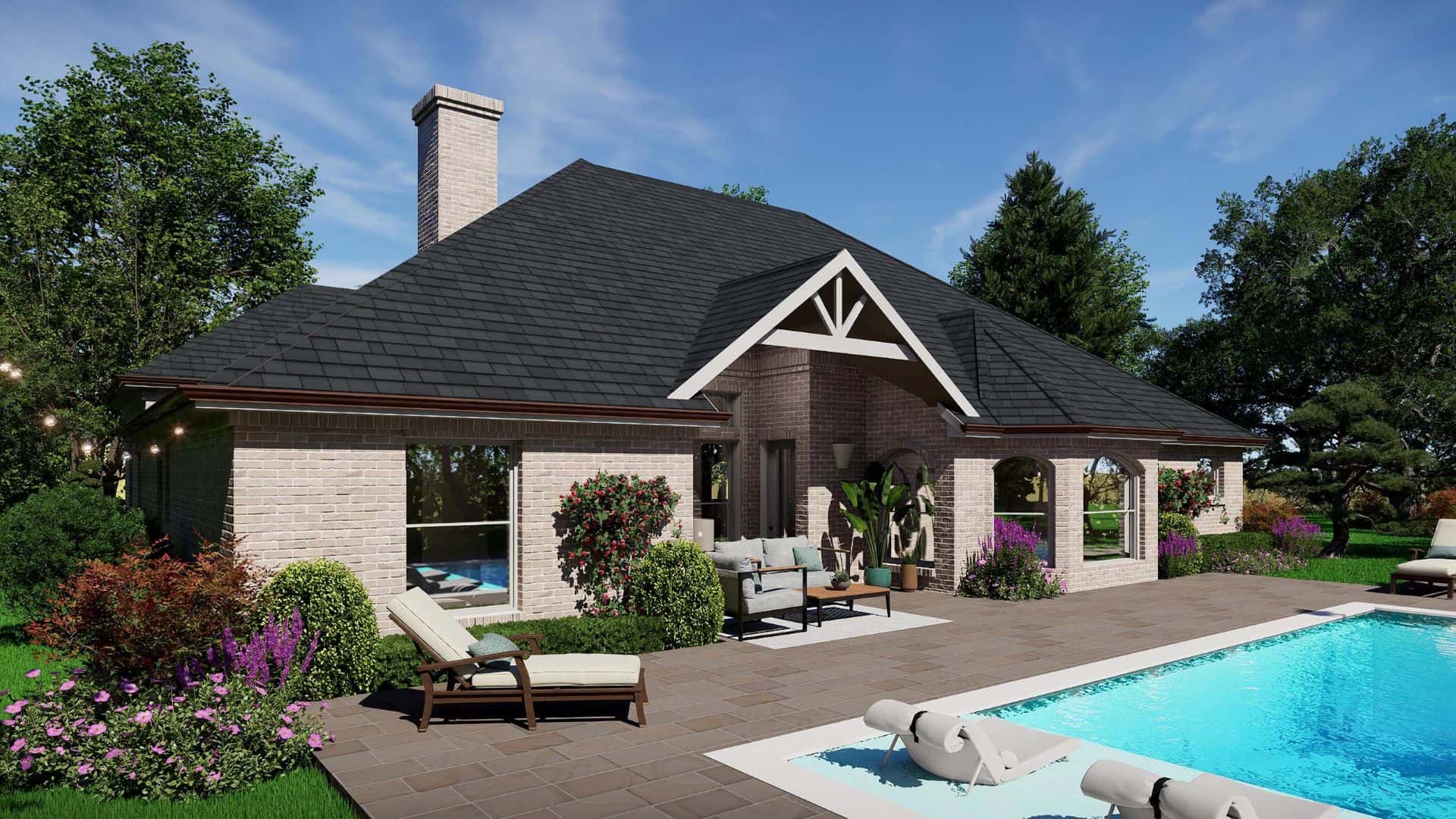 Rear View of this 3-Bedroom,2706 Sq Ft Plan -195-1344