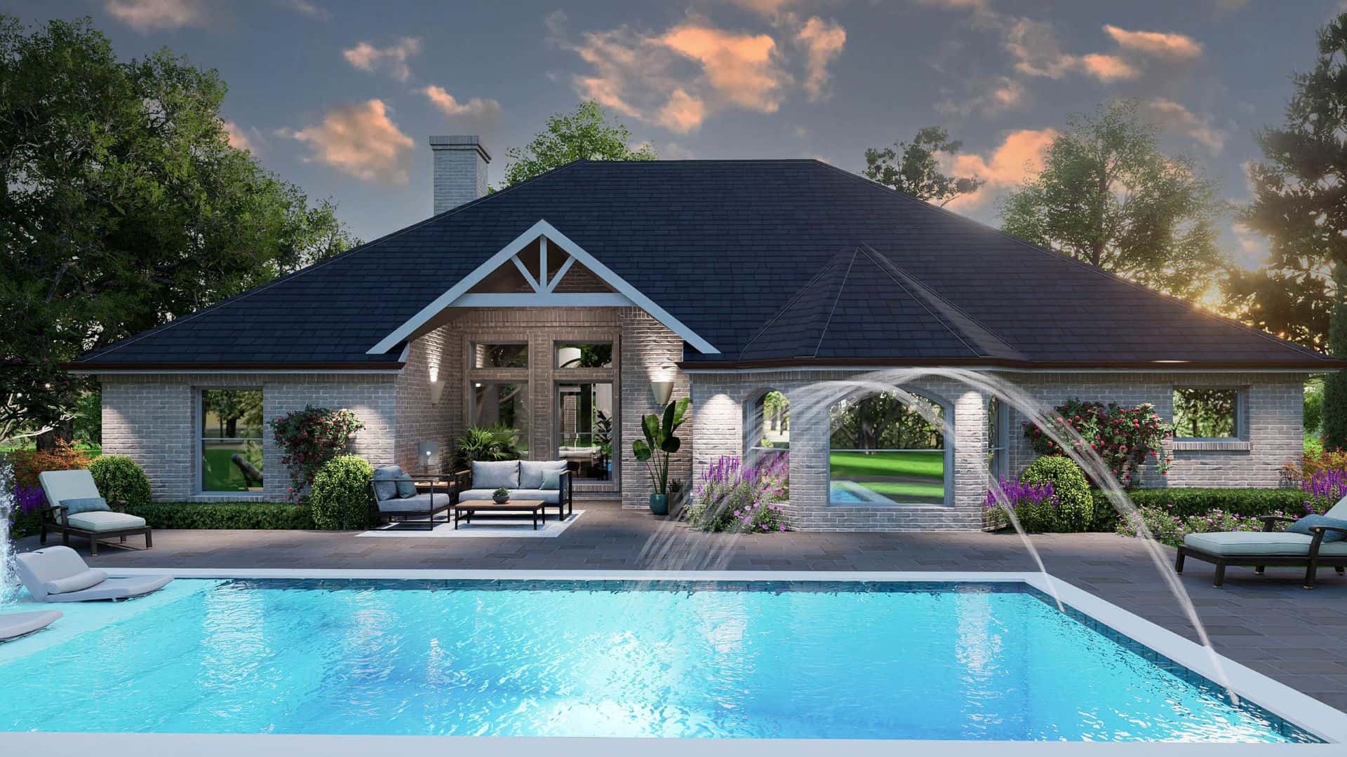 Rear View of this 3-Bedroom,2706 Sq Ft Plan -195-1344