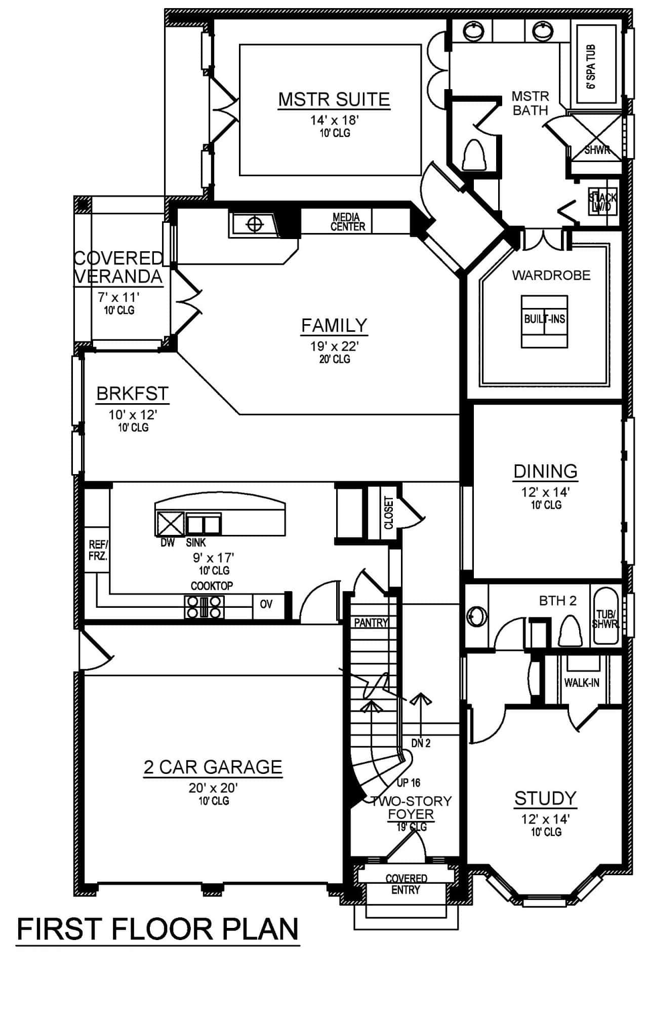 Main Level of Traditional Plan #195-1345