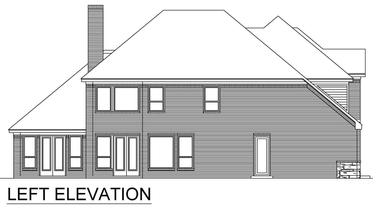 Home Plan Left Elevation of this 4-Bedroom,3498 Sq Ft Plan -195-1345