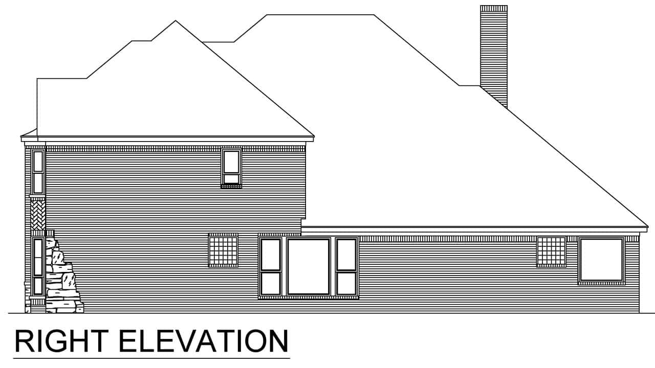 Home Plan Right Elevation of this 4-Bedroom,3498 Sq Ft Plan -195-1345