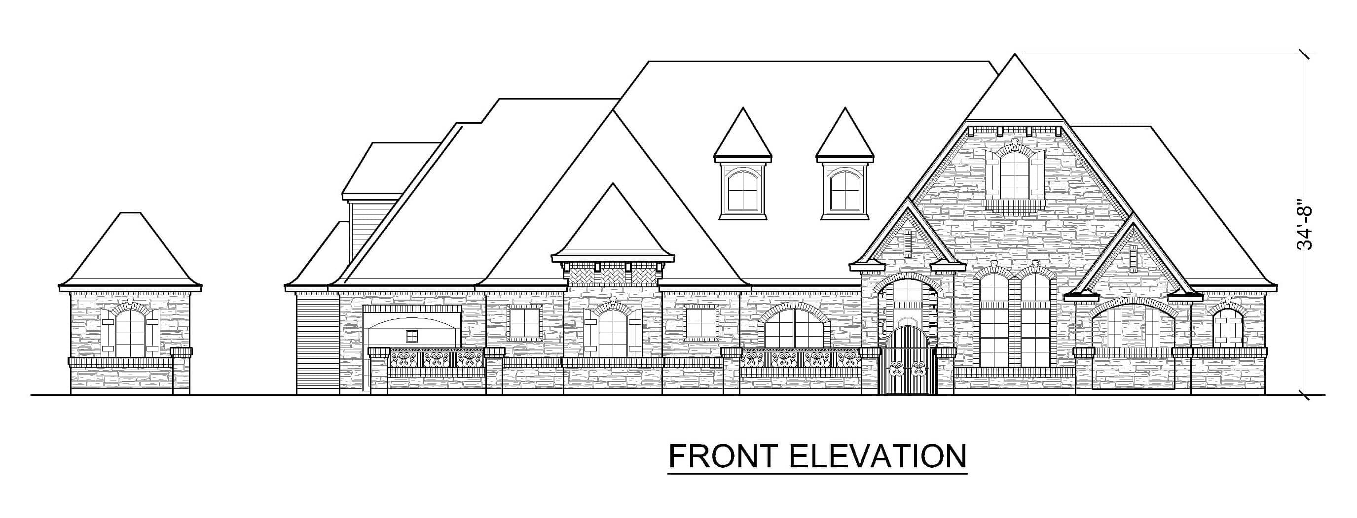 Home Plan Front Elevation of this 4-Bedroom,4171 Sq Ft Plan -195-1349