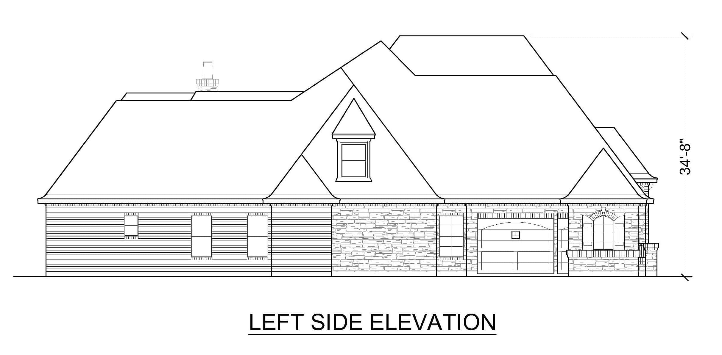 Home Plan Left Elevation of this 4-Bedroom,4171 Sq Ft Plan -195-1349