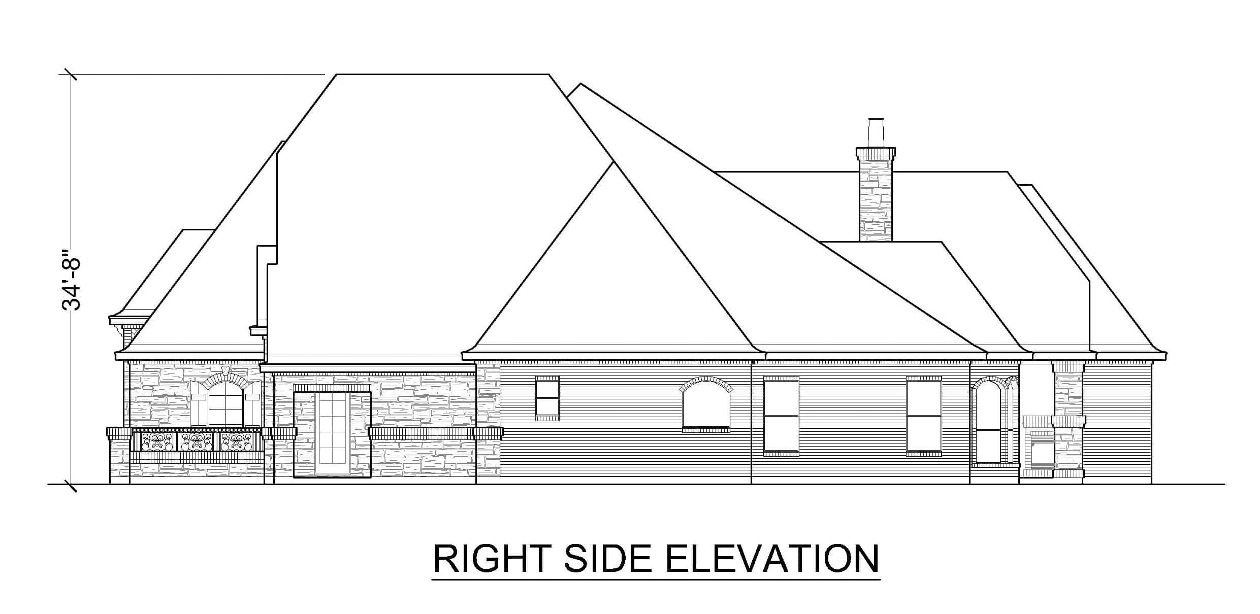 Home Plan Right Elevation of this 4-Bedroom,4171 Sq Ft Plan -195-1349