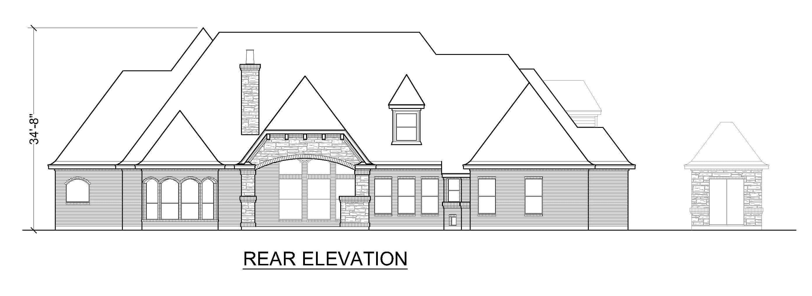 Rear View of this 4-Bedroom,4171 Sq Ft Plan -195-1349