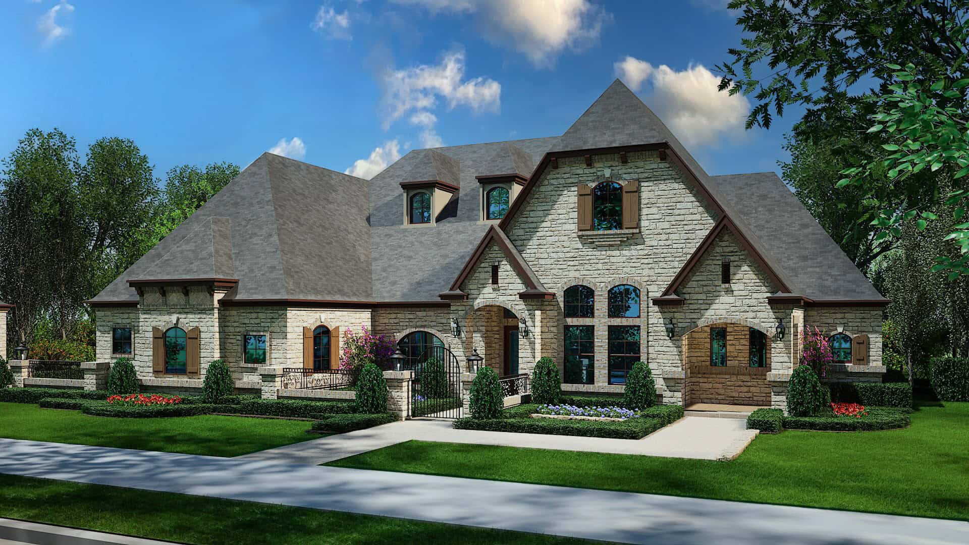 Front View of this 4-Bedroom,4171 Sq Ft Plan -195-1349