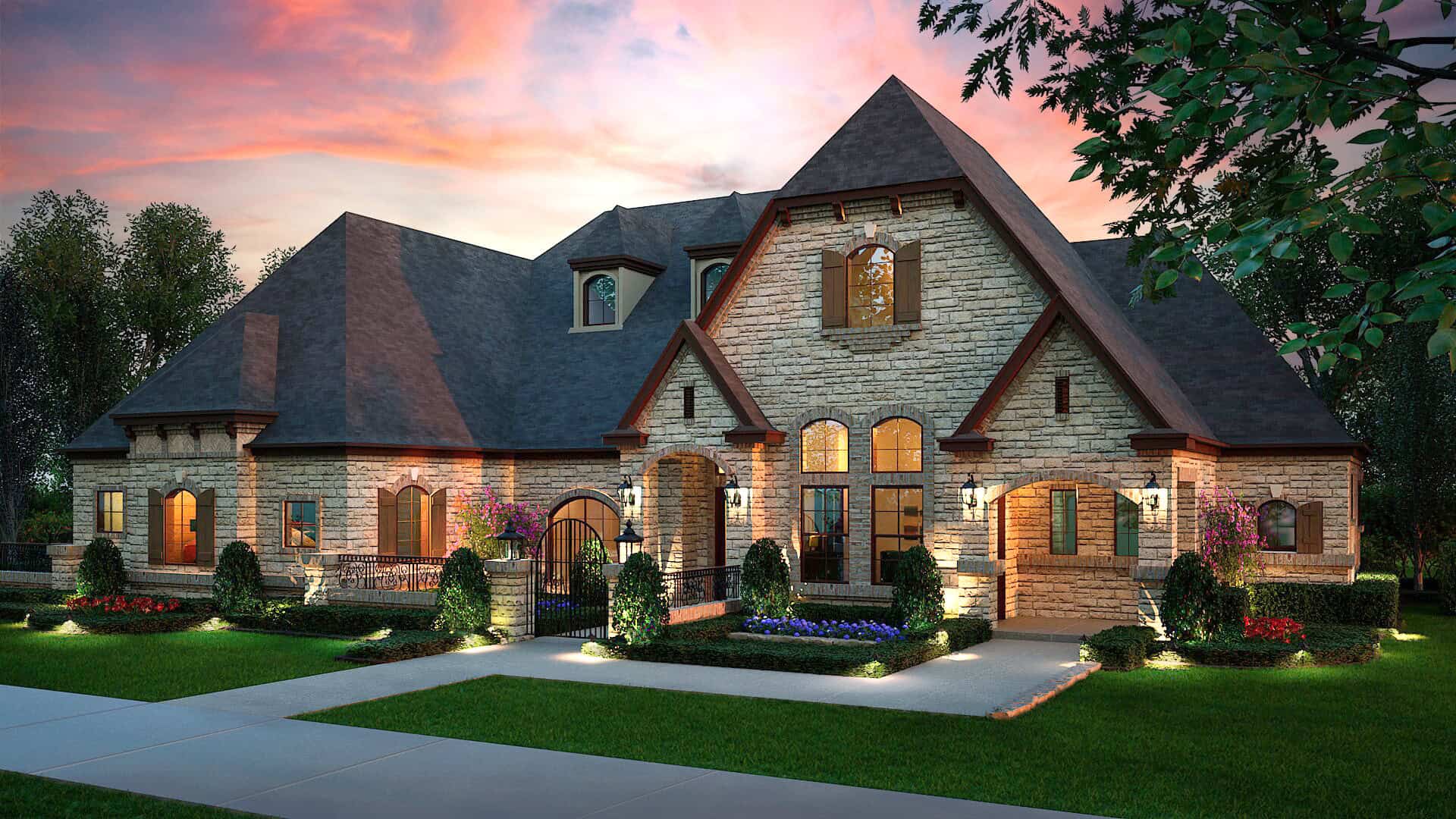 Front View of this 4-Bedroom,4171 Sq Ft Plan -195-1349