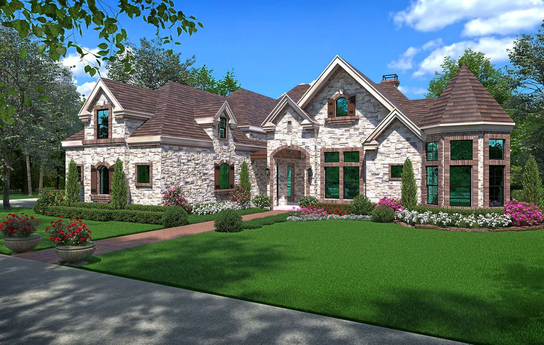 Front View of this 4-Bedroom,4405 Sq Ft Plan -195-1350