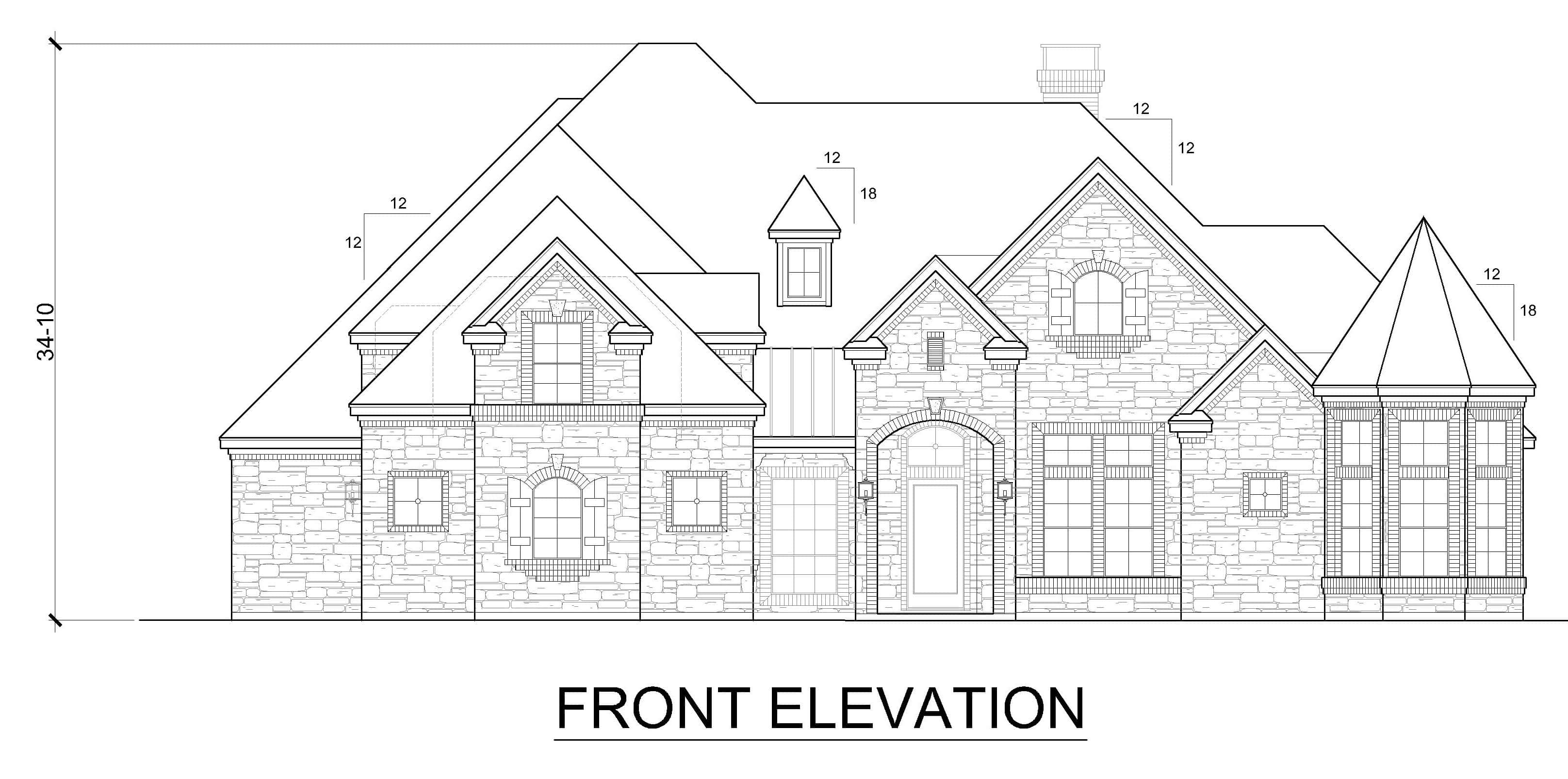 Home Plan Front Elevation of this 4-Bedroom,4405 Sq Ft Plan -195-1350