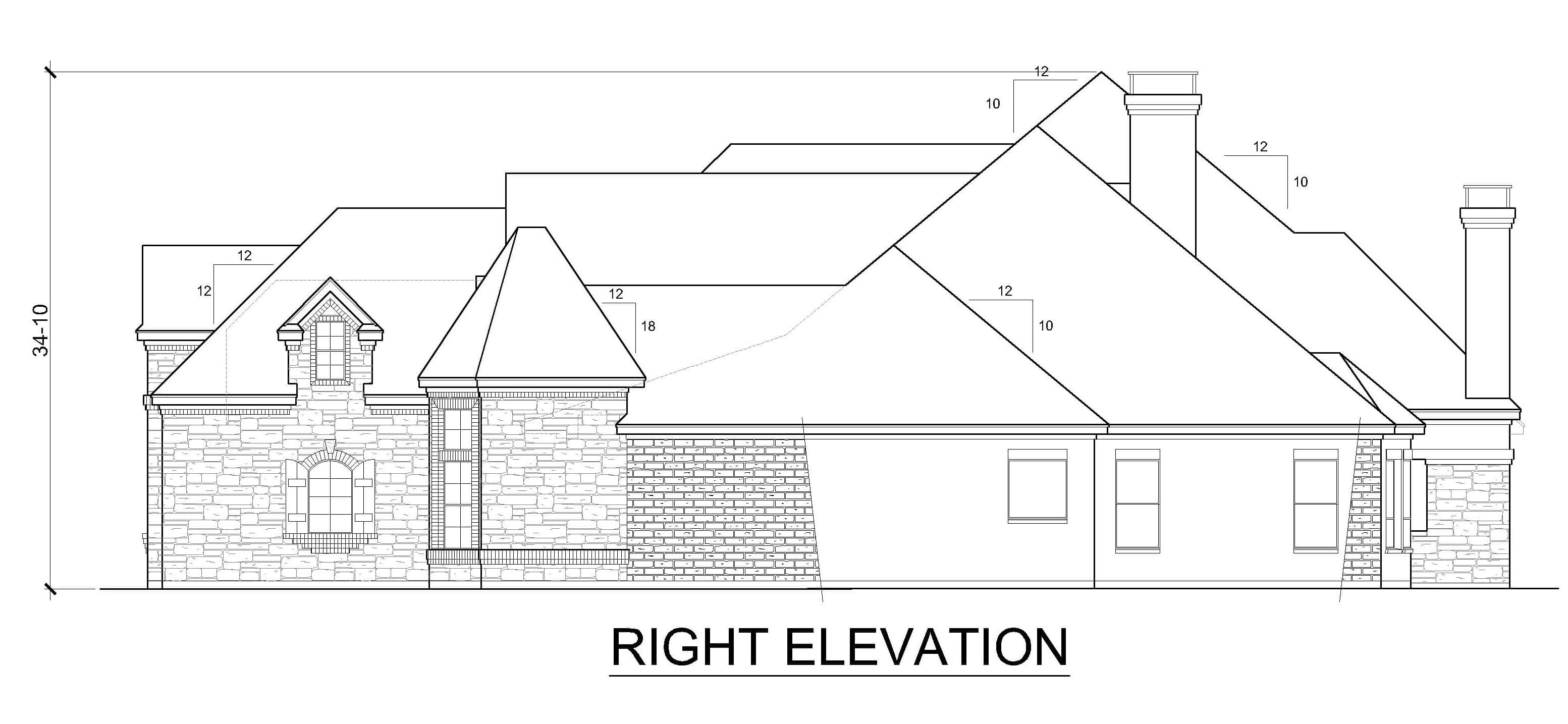 Home Plan Right Elevation of this 4-Bedroom,4405 Sq Ft Plan -195-1350