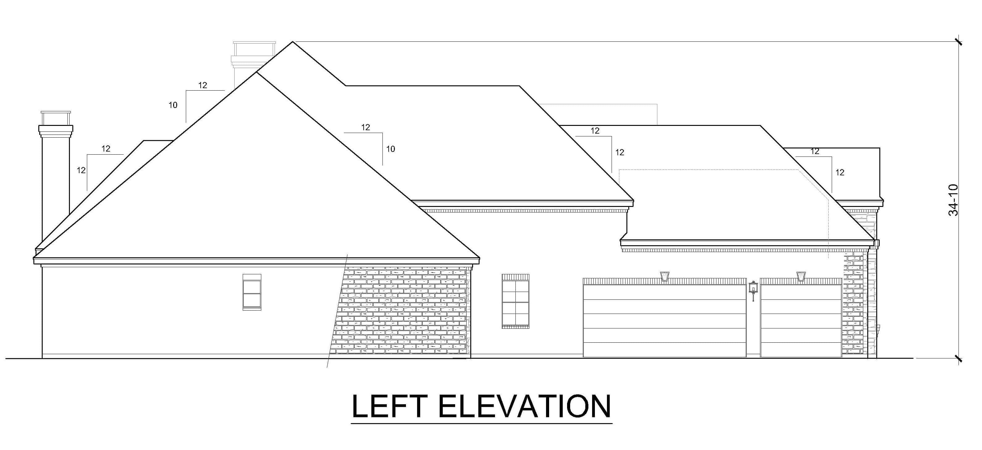 Home Plan Left Elevation of this 4-Bedroom,4405 Sq Ft Plan -195-1350