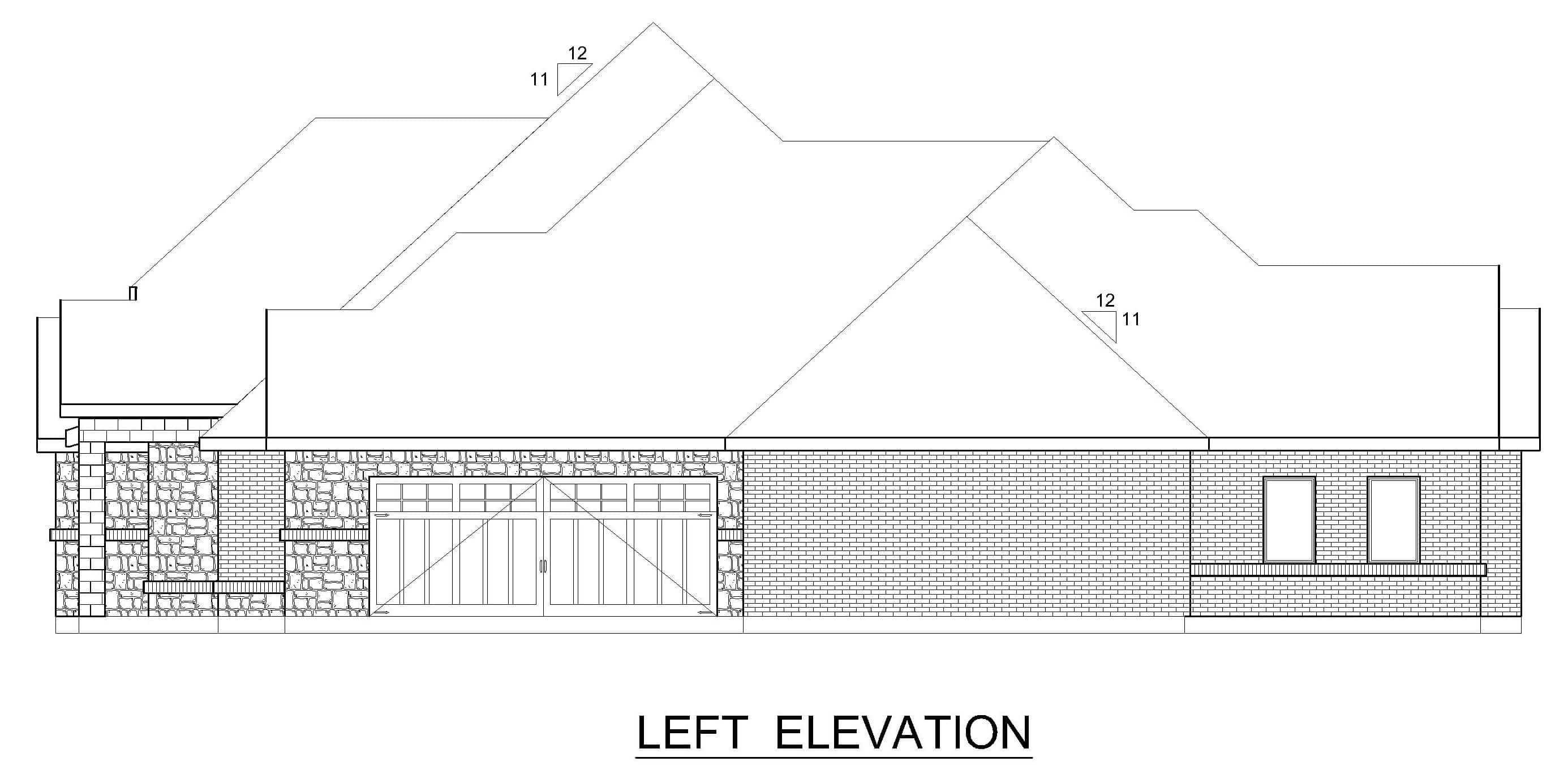 Home Plan Left Elevation of this 4-Bedroom,4096 Sq Ft Plan -195-1352