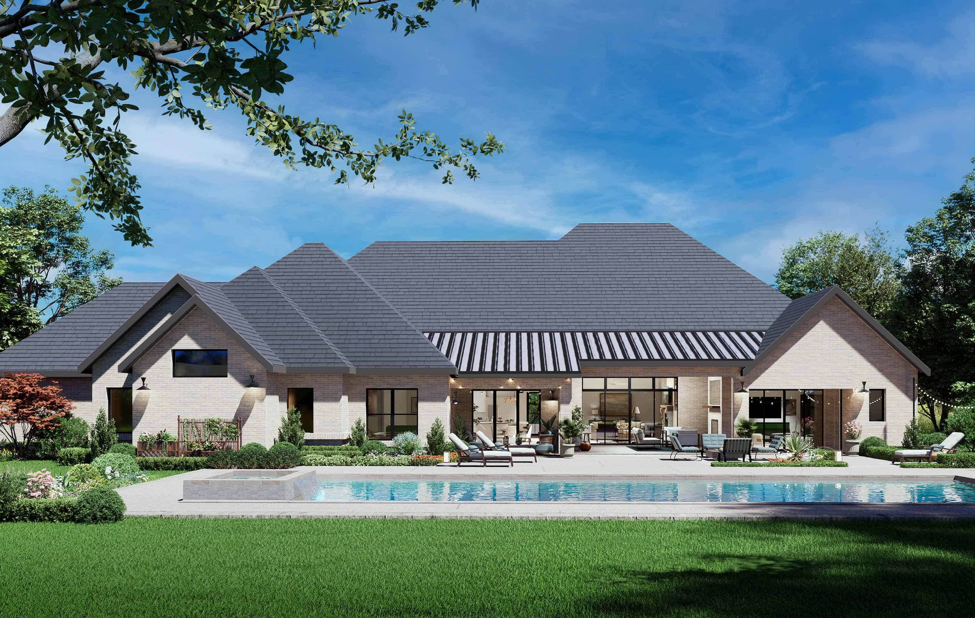Rear View of this 4-Bedroom,4096 Sq Ft Plan -195-1352