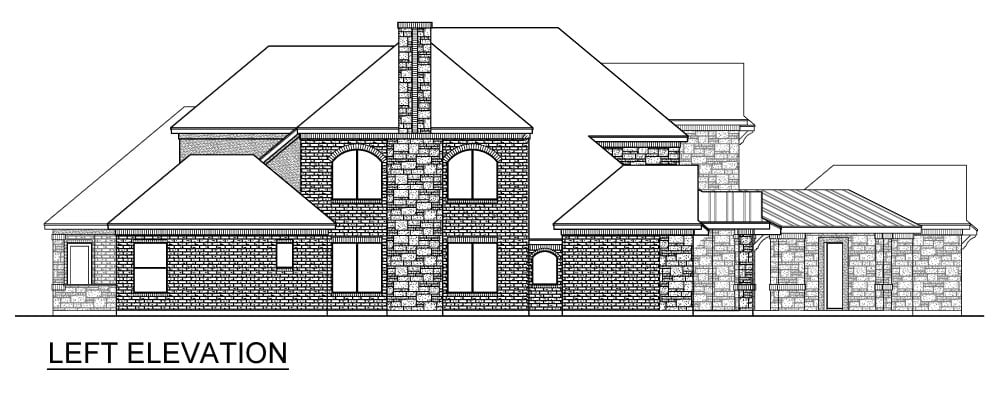 Home Plan Left Elevation of this 4-Bedroom,4169 Sq Ft Plan -195-1354