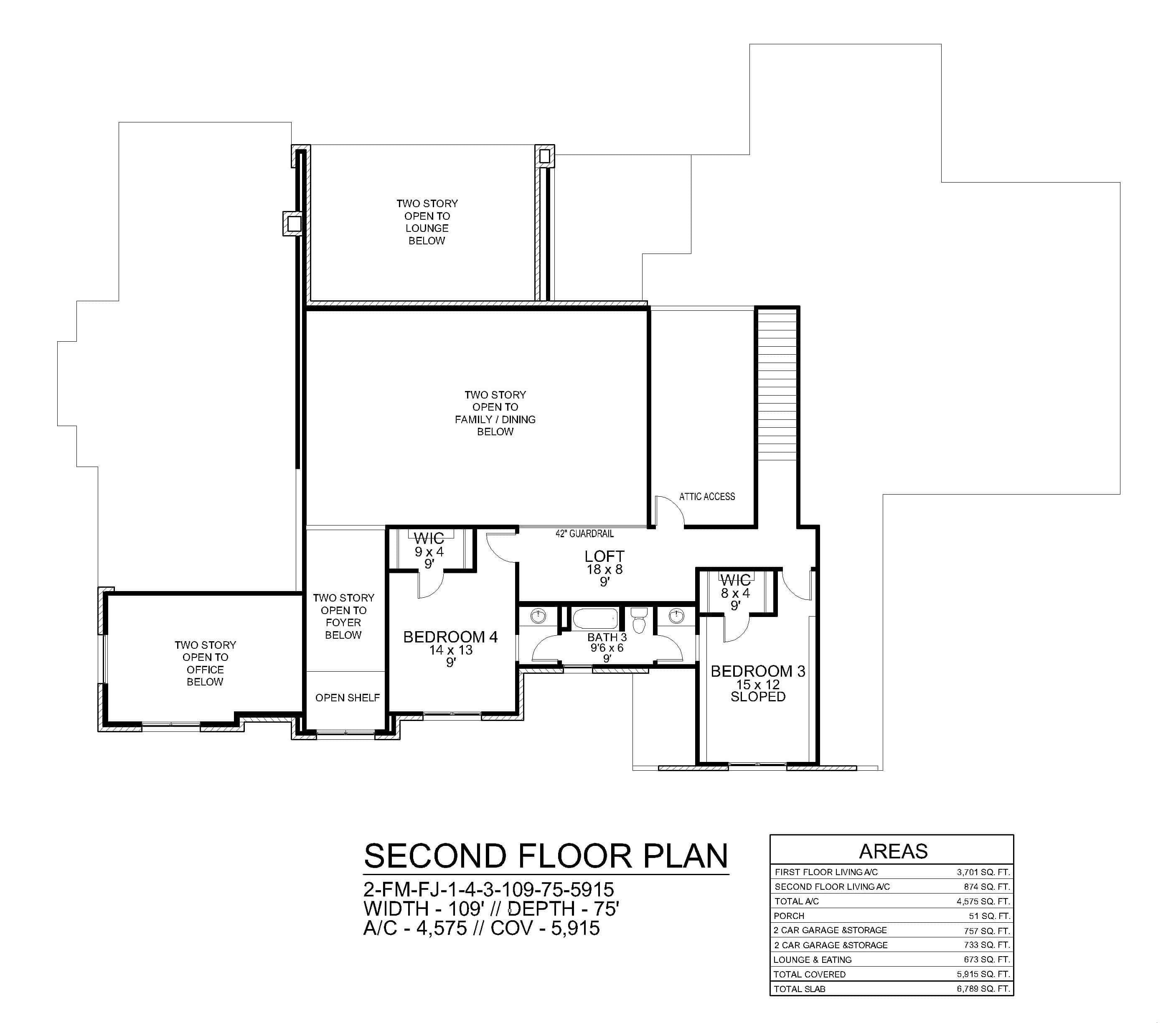 Upper Level of Traditional Plan #195-1355