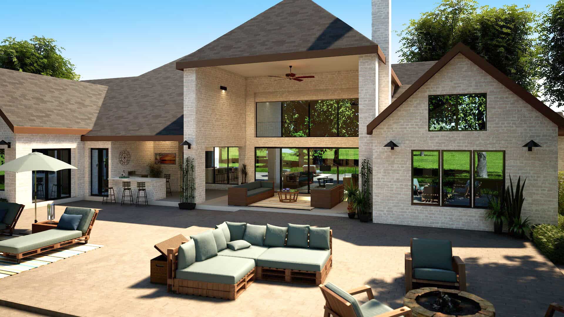 Rear View of this 4-Bedroom,4575 Sq Ft Plan -195-1355